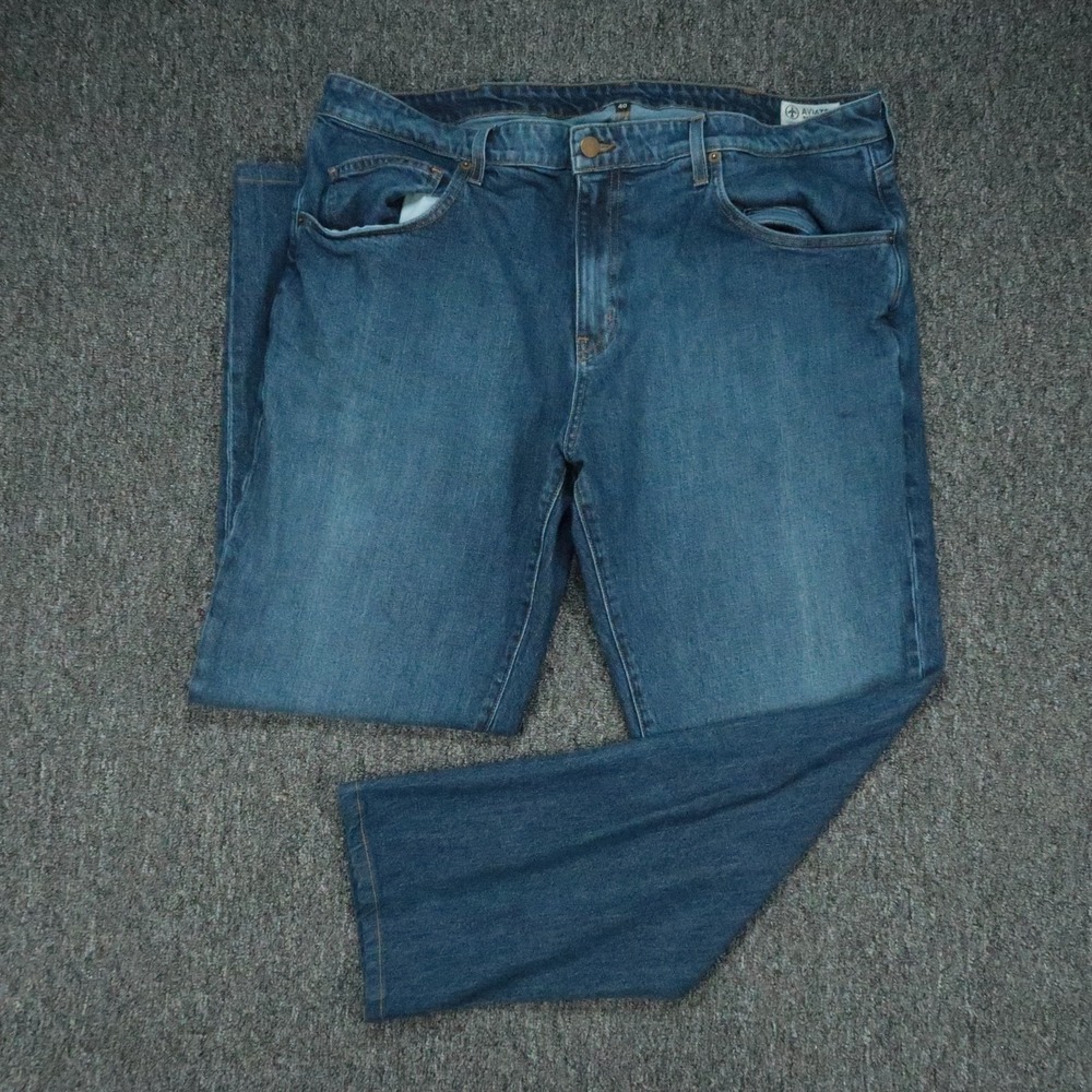 Aviator Jeans Mens 40x30 Blue Best Travel Vintage Indigo Stretch Zip Pocket